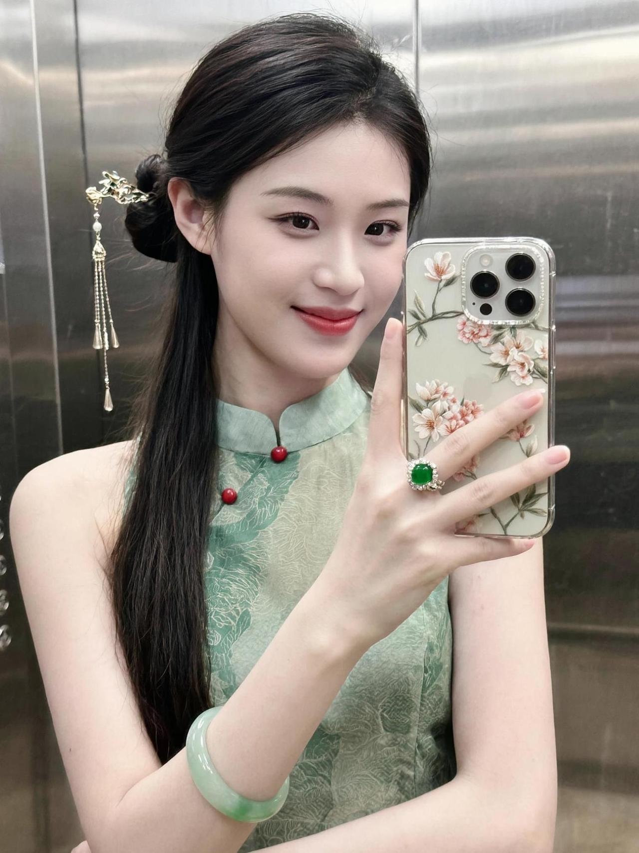 这电梯里信号真好，自拍都自带磨皮效果了。别人是“照骗”，我是“电梯精”。手机壳比