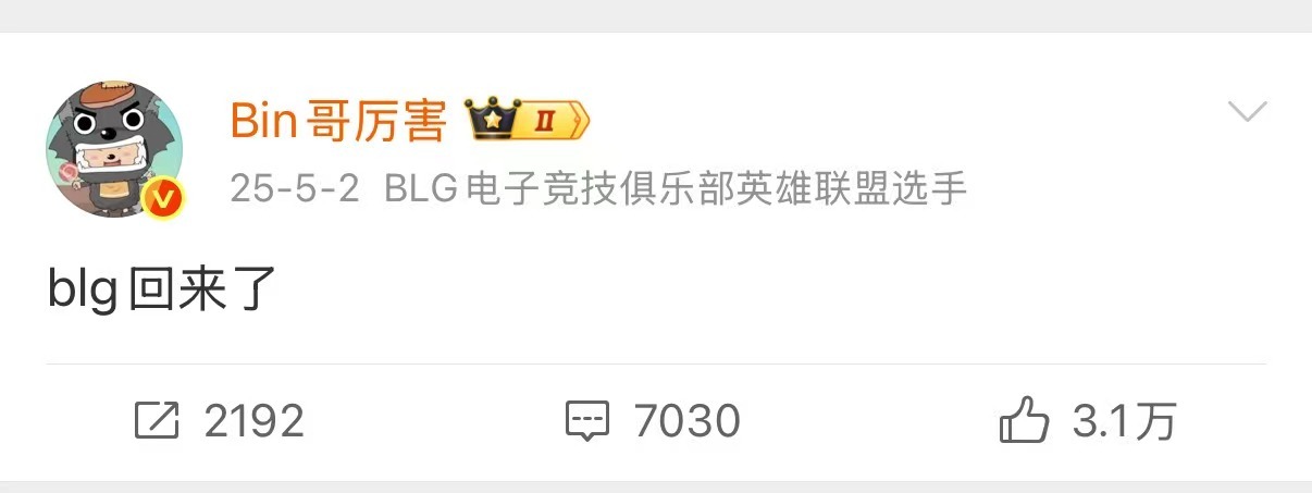 怎么说呢，主要是现在换上wenbo的BLG瞬间眉清目秀了，挺正能量的，这是我的错