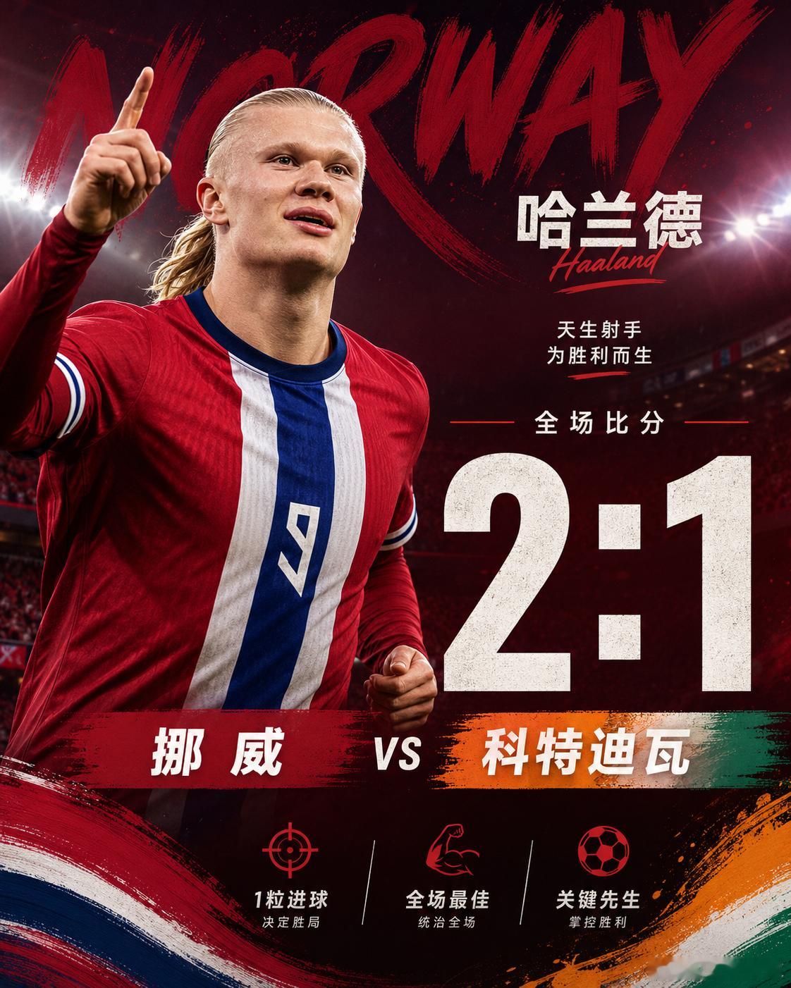 🇳🇴 挪威 2:1 科特迪瓦 🇨🇮这场比赛挪威踢得并不轻松，但关键时刻的