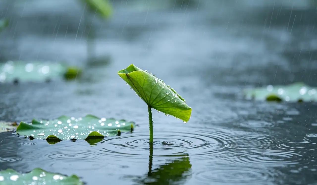 雨打新菏翠，
风吹秋菊黄。
横批：《新菏与秋菊》