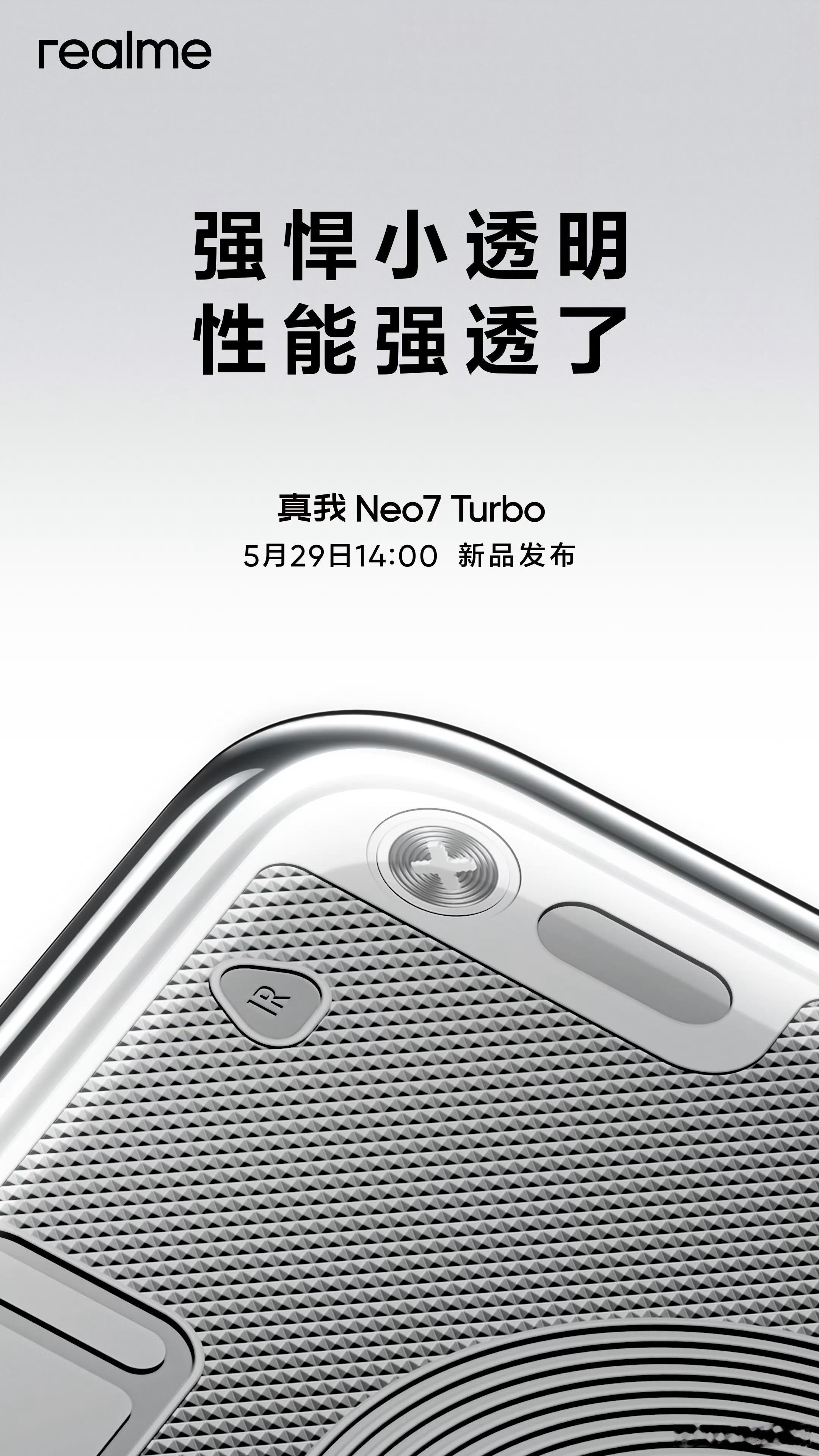 真我Neo7 Turbo5月29号发布，透明设计的后盖？[哆啦A梦吃惊] ​​​