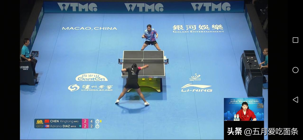 周雨说，陈幸同和迪亚兹这局看起来，现在迪亚兹的实力在陈幸同之上。

在第五局时，