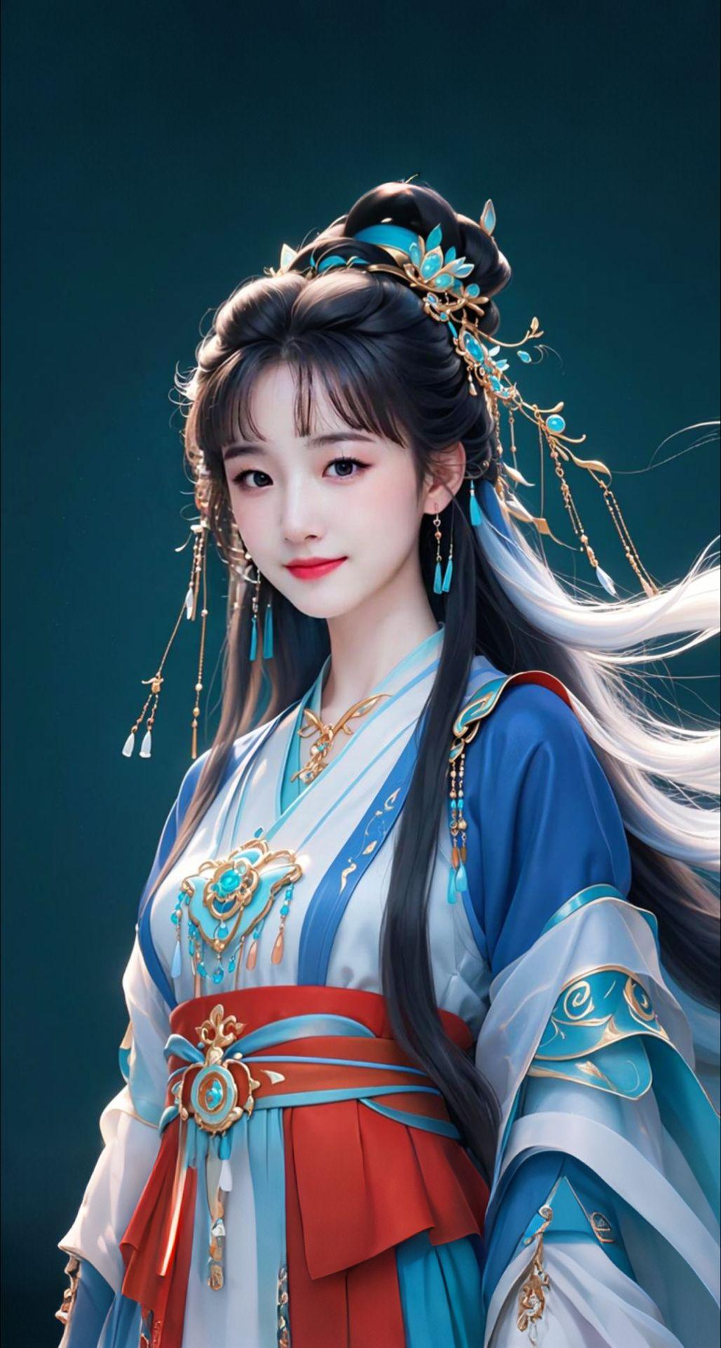 AI扩图 AI蓝眸仙韵照