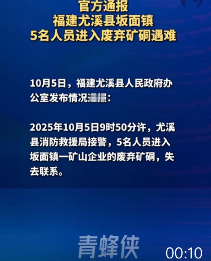 责任
        10月5日，福建尤溪有5个人进了一个企业的废弃的铜矿内，没