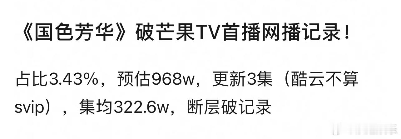 《国色芳华》剧粉这么快开香槟吗？也太急了吧？大盘都没出，到时候又得被人嘲[允悲]