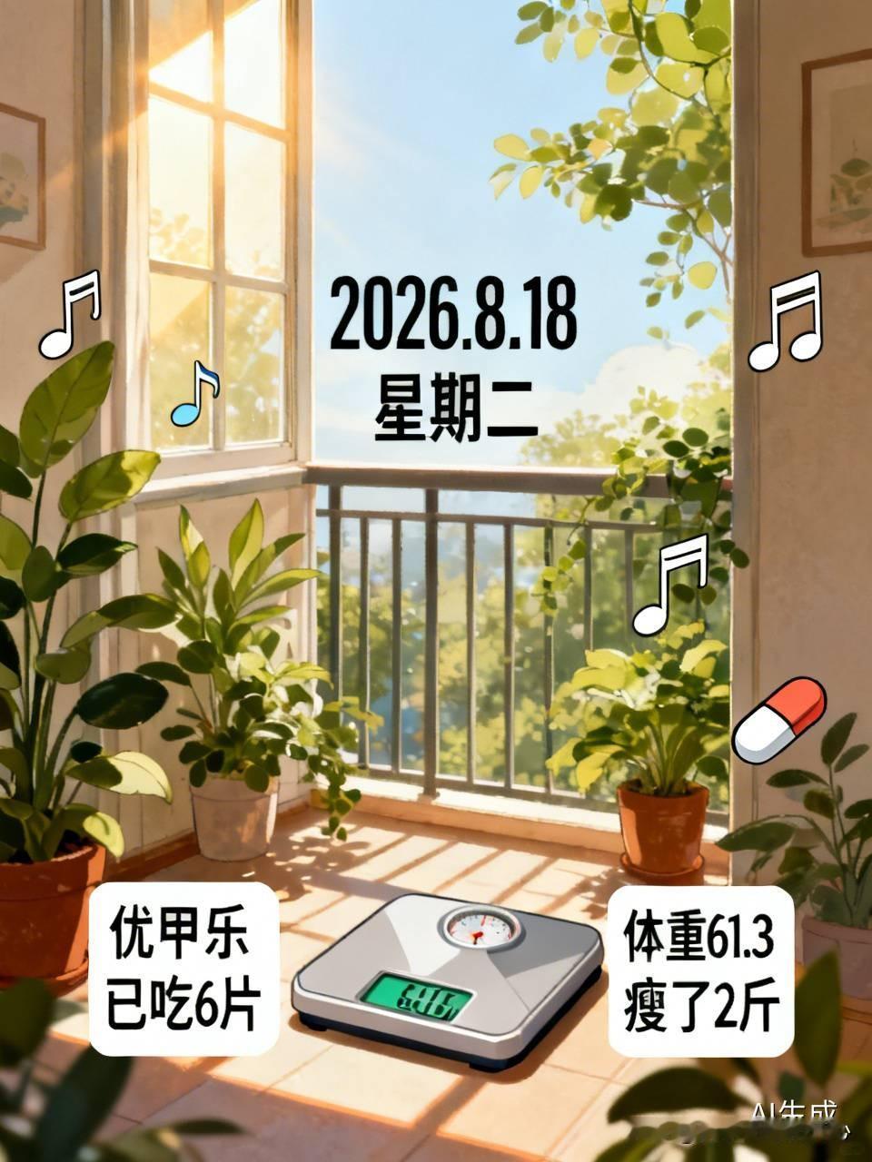2026.8.18  星期二
（5：40吃了一片优甲乐，本板已经吃了六片啦！）