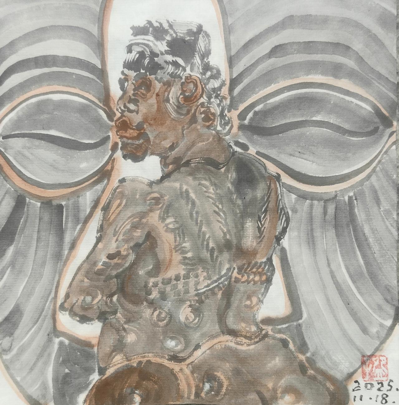 碗子的纸片水墨