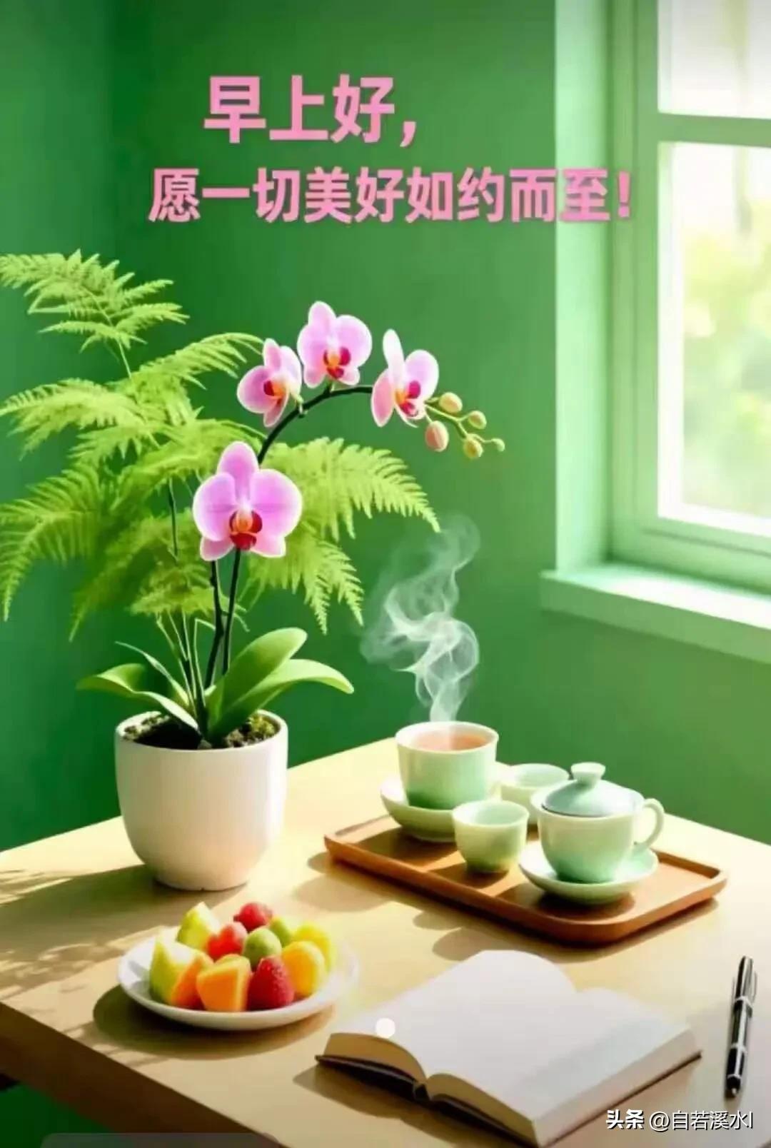 清晨纳万福，平安伴朝夕，诸事皆顺遂。