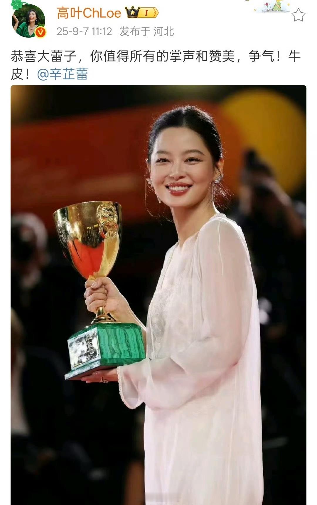 高叶夸辛芷蕾牛皮哇塞。连大嫂高叶也来艾特辛芷蕾，说恭喜大蕾子了，看得出来高叶和辛