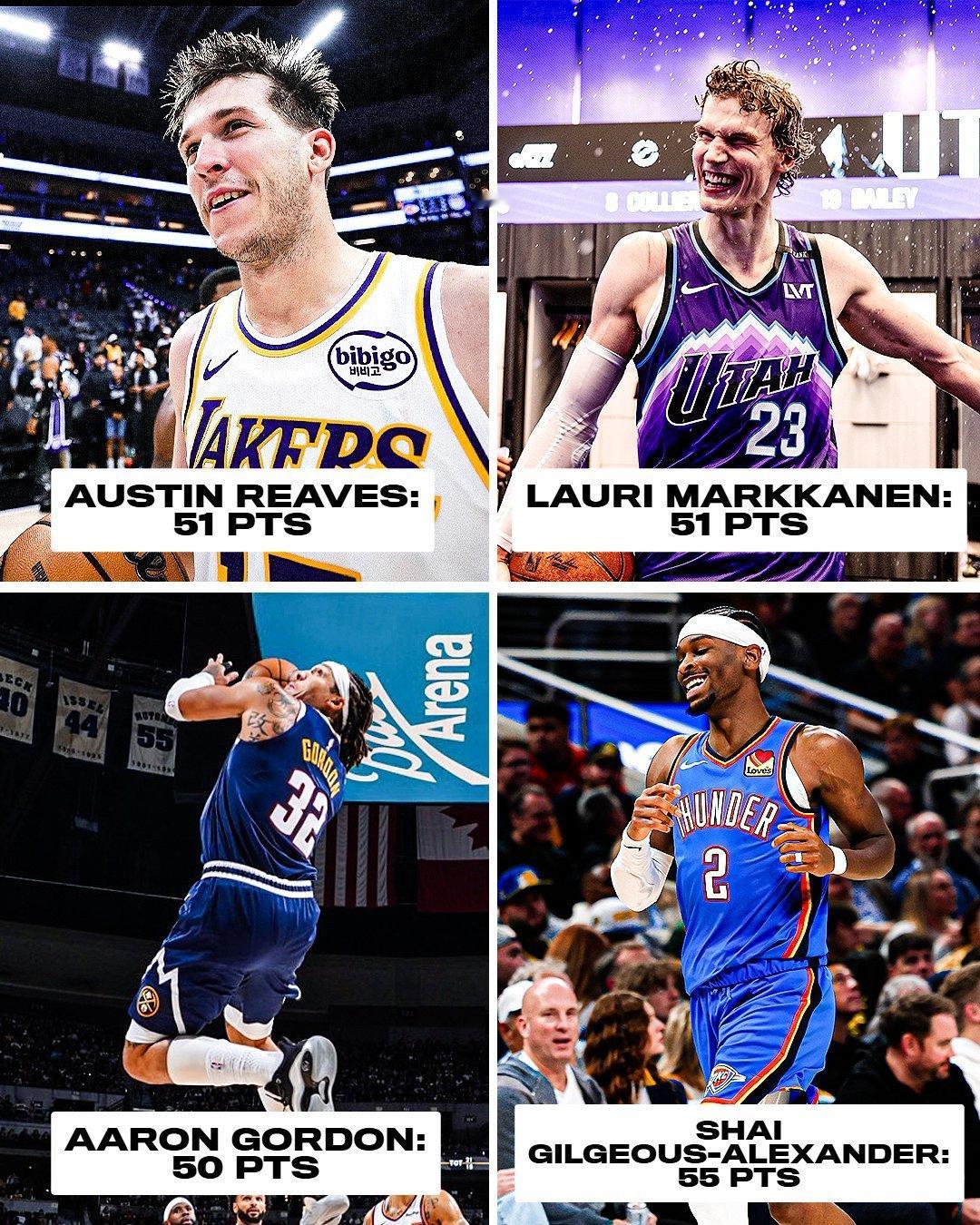 首周4场50分的比赛NBA开赛一周创得分纪录 ​​​