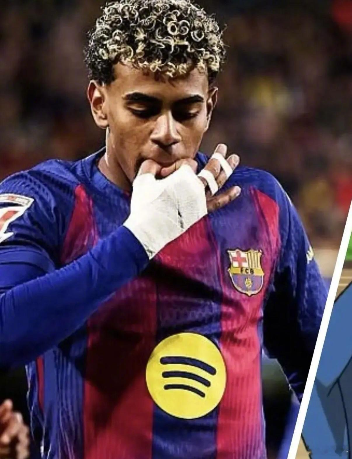 亚马尔最新庆祝动作——吹口哨。这个我是高手，下次去西班牙🇪🇸我争取把中国足球