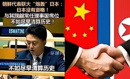 在联合国大会上，
日本代表讲了半天自己想当安理会常任理事国的事，正说着呢，

朝