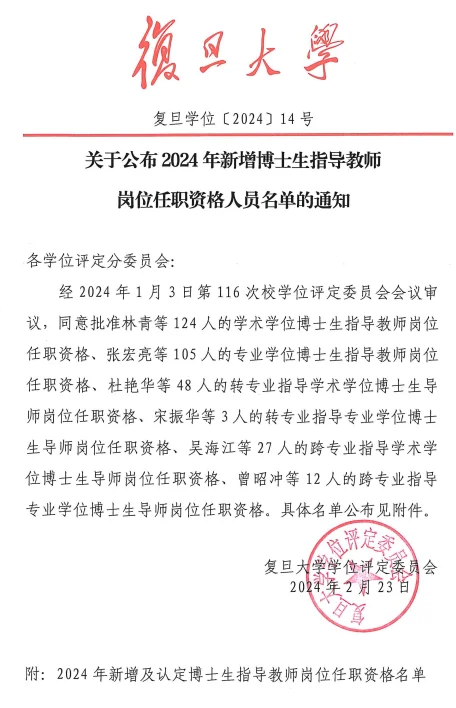 复旦大学24新增博导‼️最年轻博导近27岁