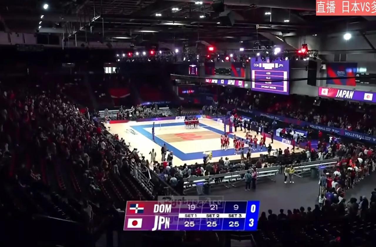 世联赛渥太华站，
日本女排又打出一个3-0，
轻松战胜了多米尼加，
决胜的第三局