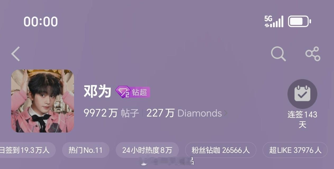 邓为超话昨日超like3.7万+邓为帅出了新高度，帅出了天际邓为粉丝超多超给力，