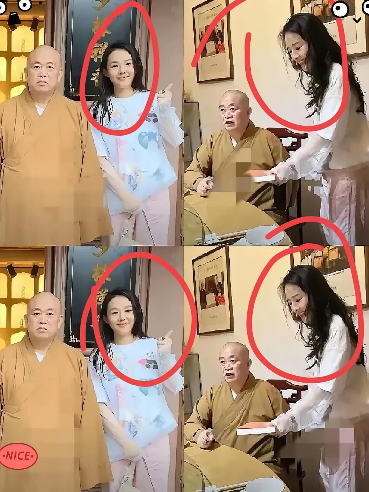 释方丈与某女子同框照被扒出来了！这个女的像极了明星董洁。
不得不说，咱们方丈的眼