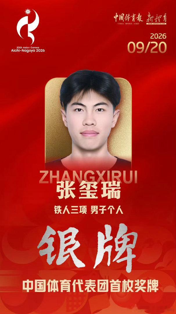 亚运会中国首枚奖牌！男子铁三中国选手张玺瑞夺银，日本选手夺金2026年亚运会男子