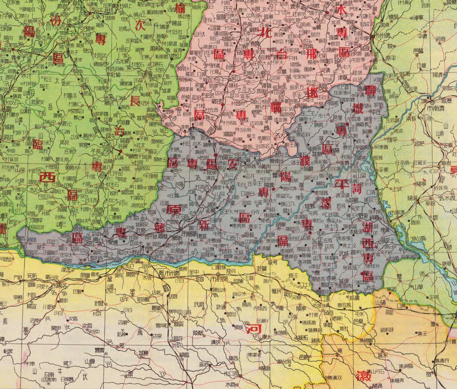 中国老地图：消失的平原省。这是1950年的地图，那时位于山西、河北、山...
