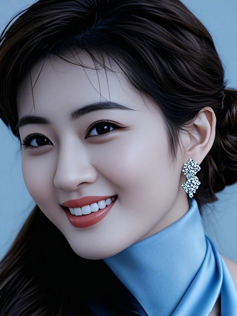 优雅蓝调，闪耀耳饰，微笑女神！💙✨
