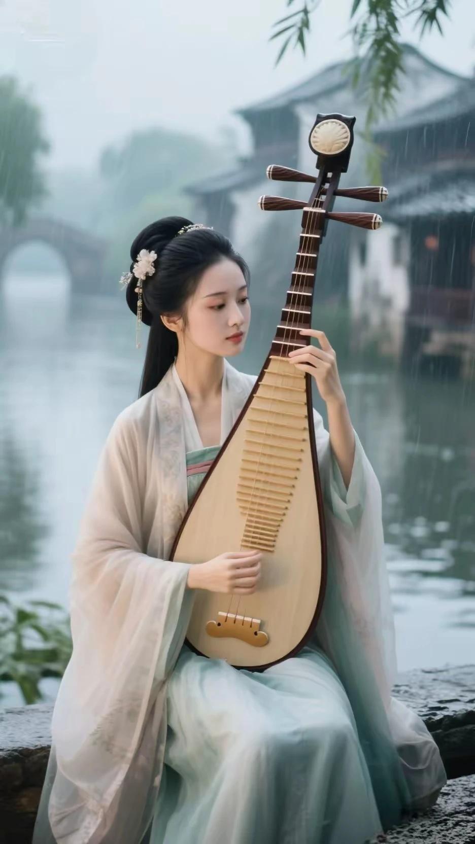 疏雨敲窗夜渐深，
 孤灯伴我静横琴。
 尘嚣尽被风声隔，
高山流水觅知音。