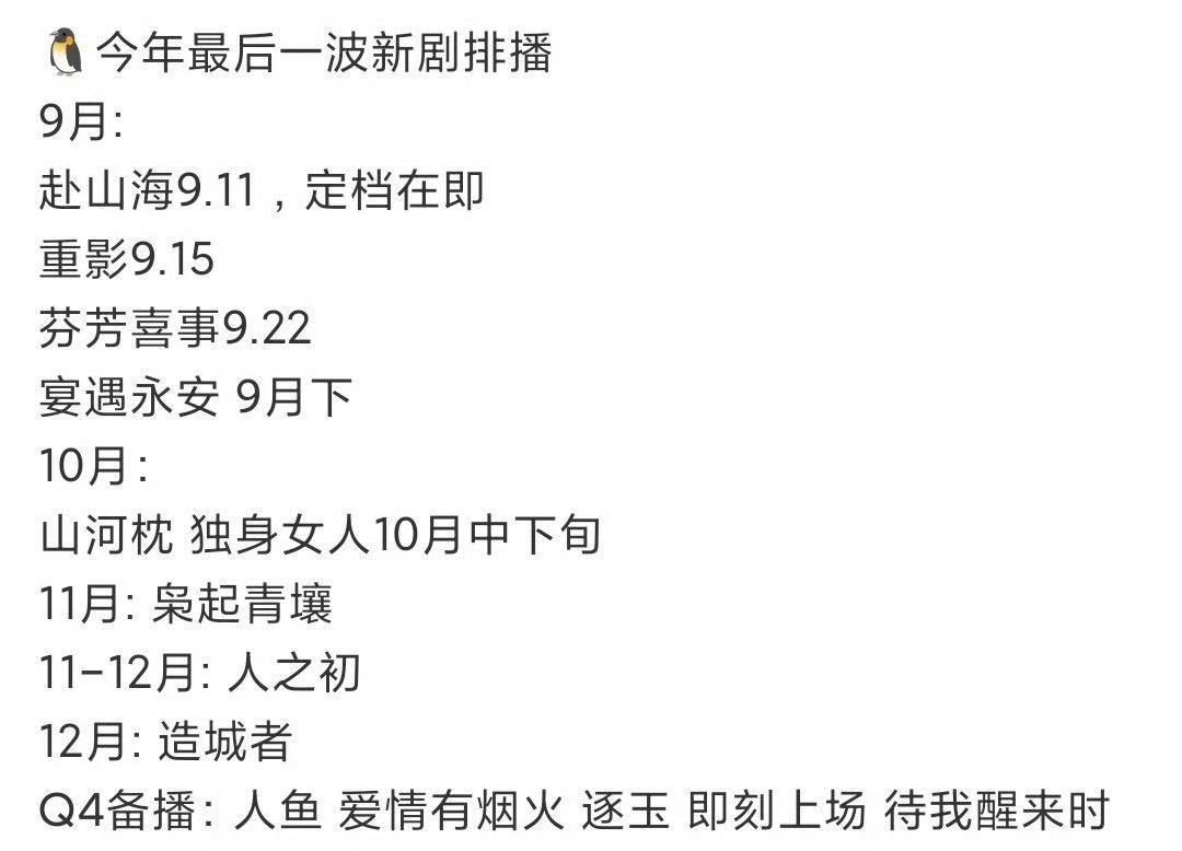娱乐[超话]腾讯下半年待播电视剧腾讯下半年电视剧排播腾讯下半年电视剧排播，赴山海