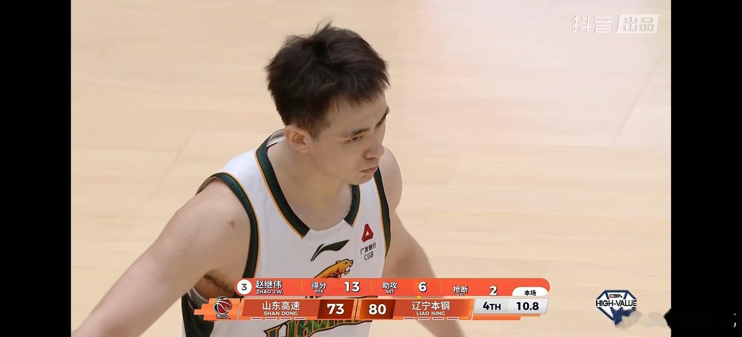 赵继伟此役得到13分6助攻2抢断。cba