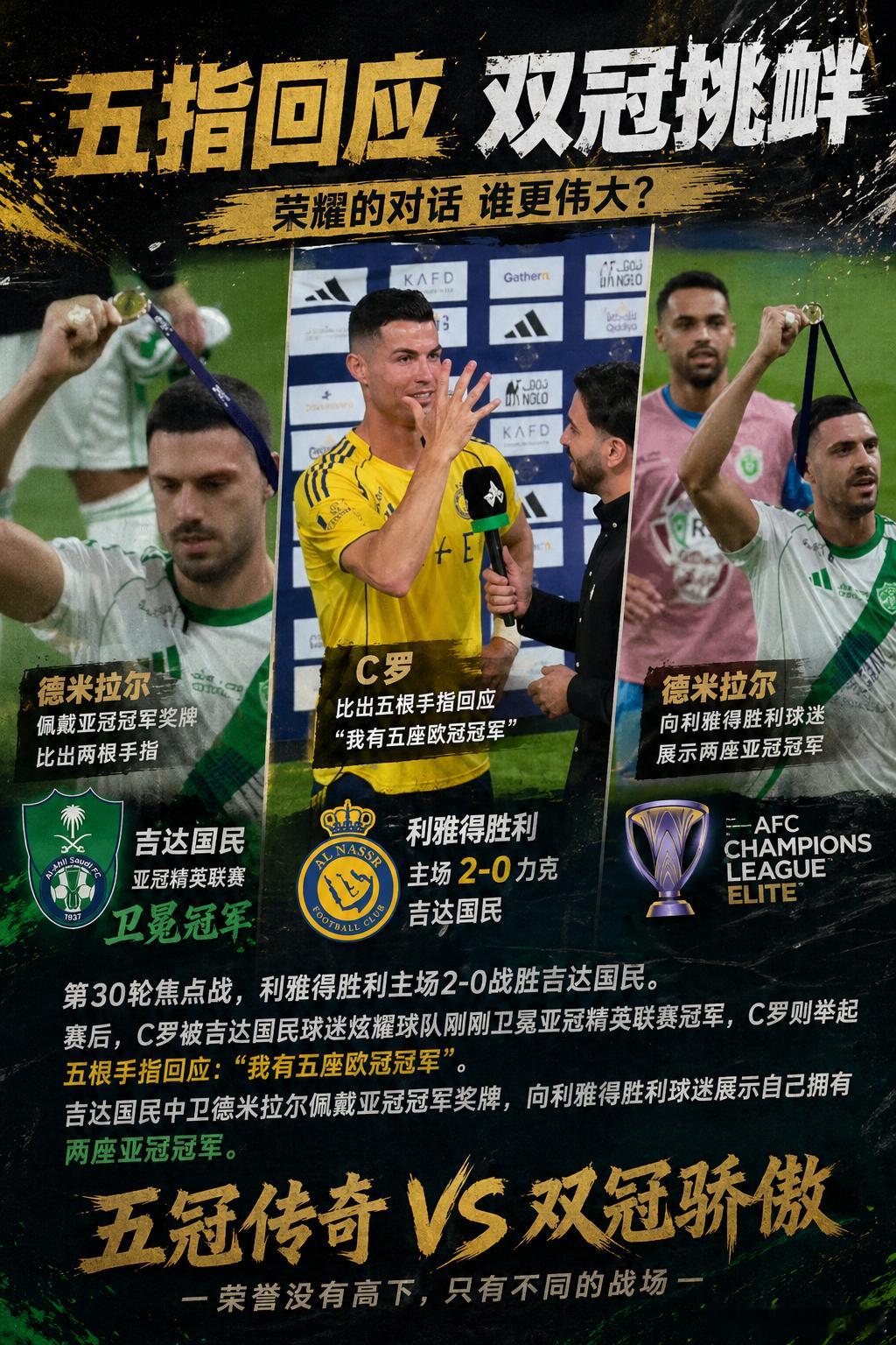 第30轮一场焦点战刚落幕，利雅得胜利在主场干净利落地2-0拿下吉达国民，比赛本身