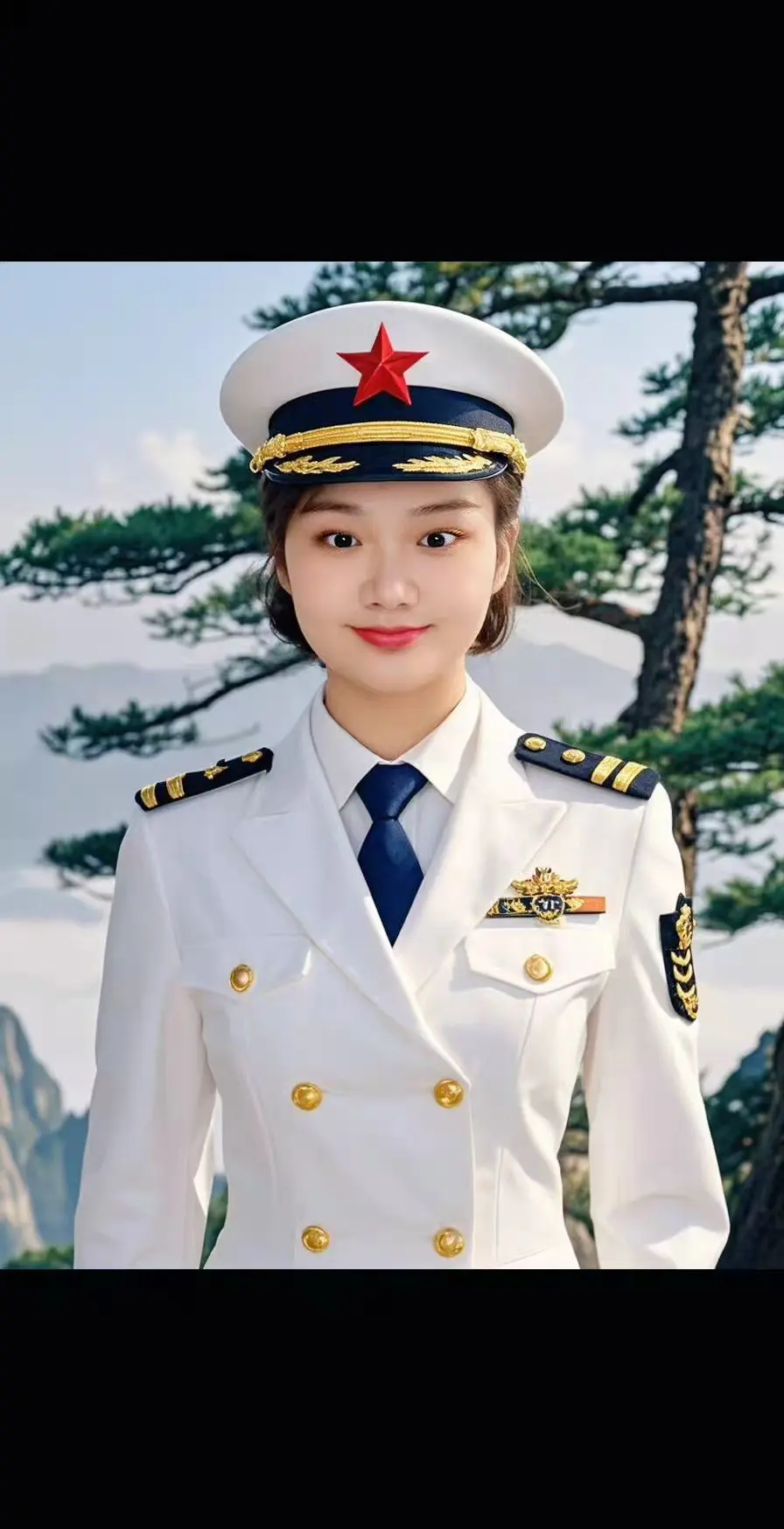 AI迎客松下军影
