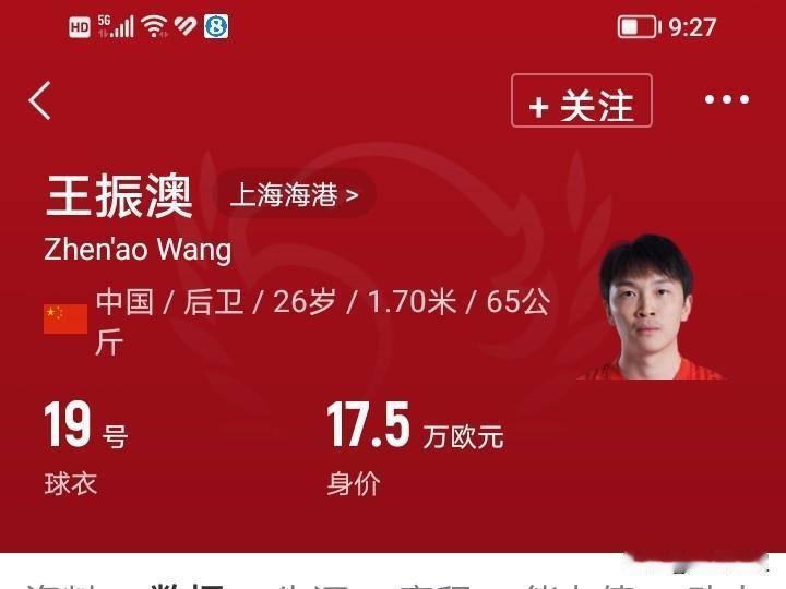 久病伤愈回归的王振澳终于回来了。
近段时间王振澳已经出现在海港队训练场中，这让海