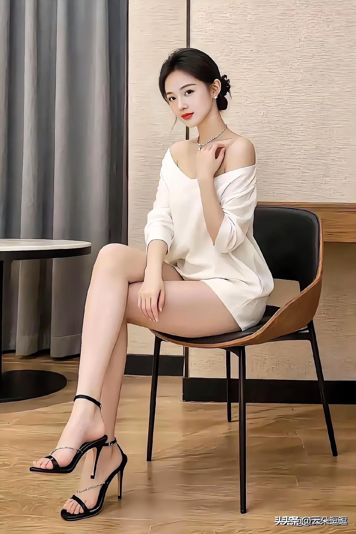 优雅气质，黑白穿搭，时尚高跟，尽显魅力！