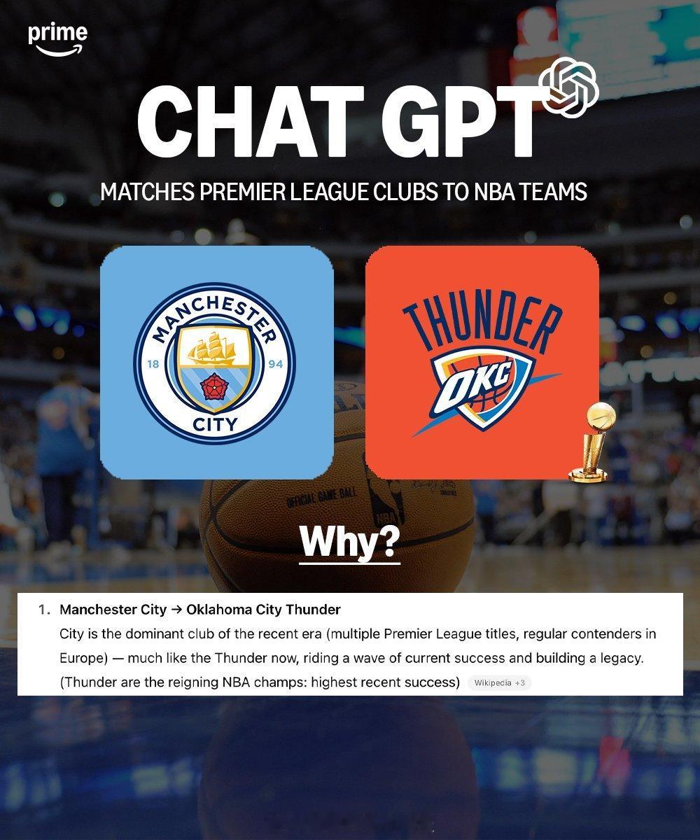 我们请Chat GPT对NBA俱乐部和英超球队进行比较，其中阿森纳正在复兴，将年