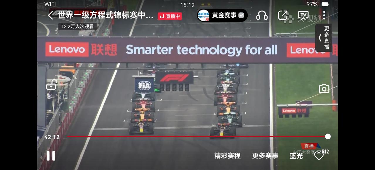 F1中国大奖赛正赛时隔几年正式上演。
1.维斯塔潘实在是太强了，一开始就已经远远
