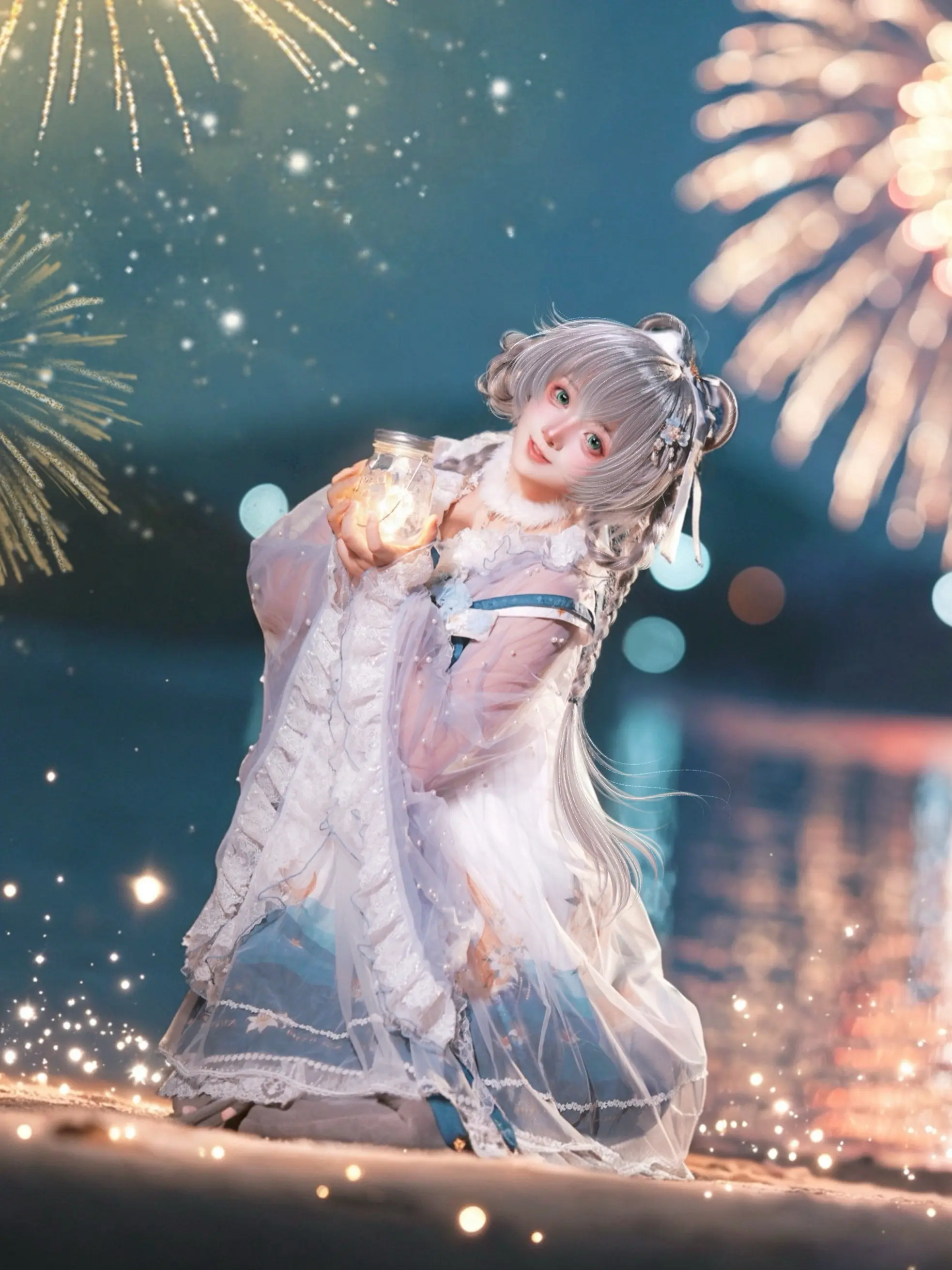 烟火中的小洛｜海上生明月。📷：  赛博头发：阿咩儿子