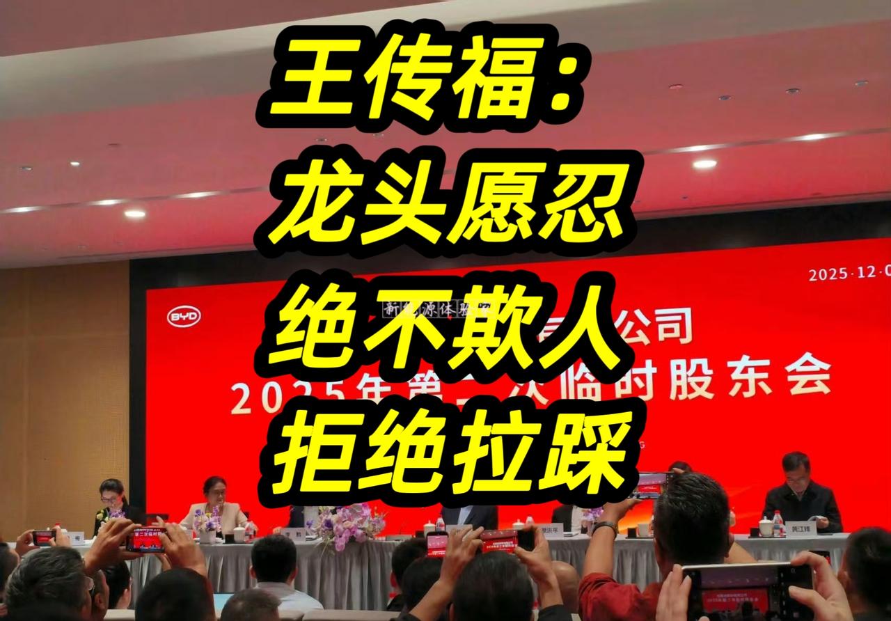 「比亚迪临时股东会」消息汇总：

王总裁依然觉得技术做的不够[看] ，不能拉踩对