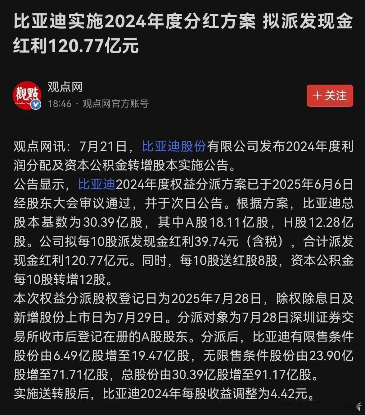 比亚迪大手笔[good][good]，只有技术领先、持续盈利的公司才能给股东创造