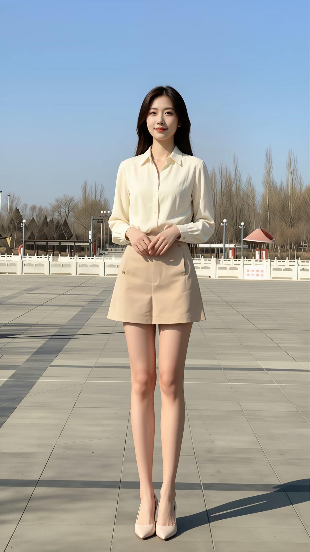 这组照片中的女子尽显干练优雅的都市丽人气质，简约穿搭勾勒出极致的身材比例。
她身