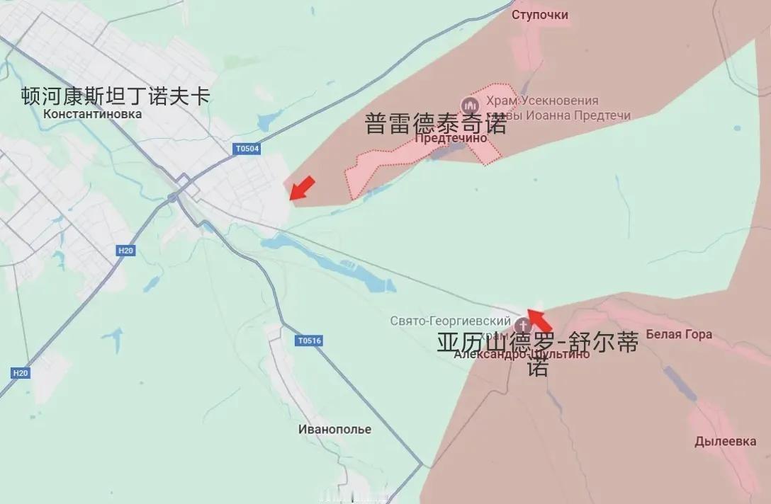 俄军南部集群在拿下普雷德泰奇诺之后，沿T0504公路和格鲁兹河向前推进，已经攻入