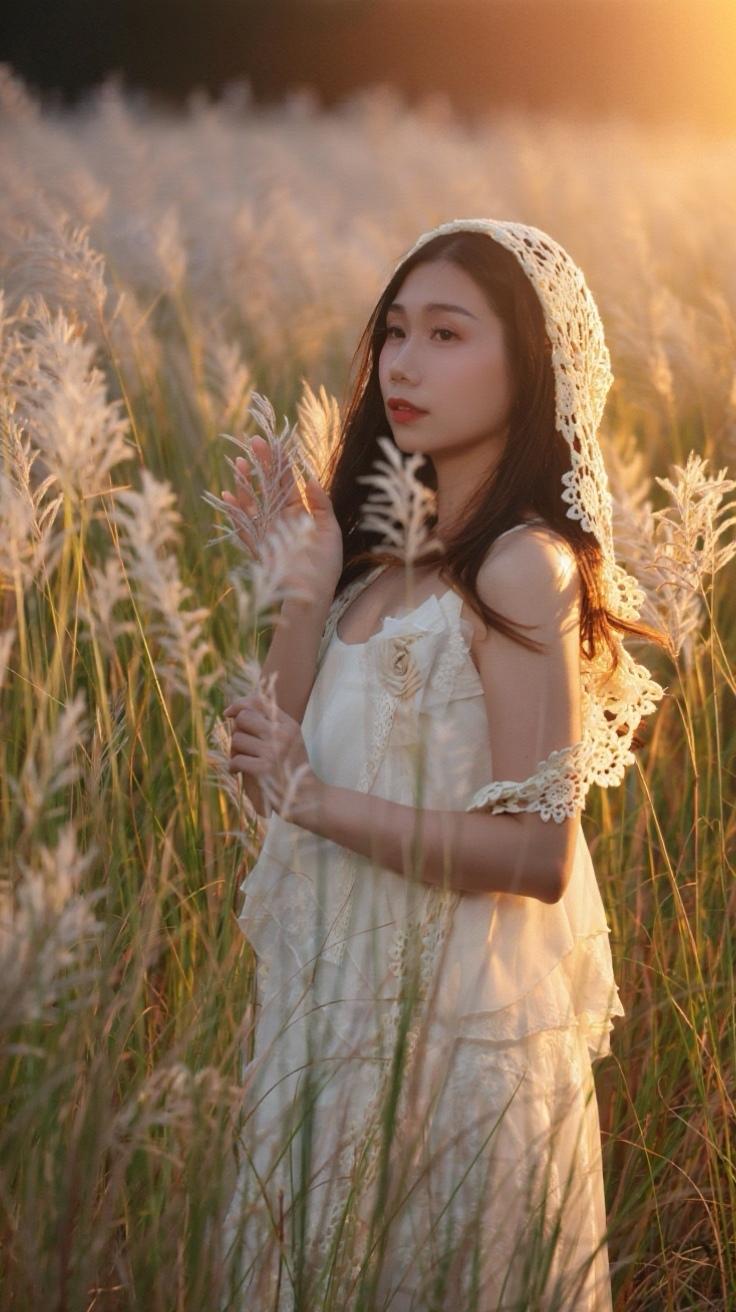 时尚拍摄 人像写真 芦苇花 户外摄影