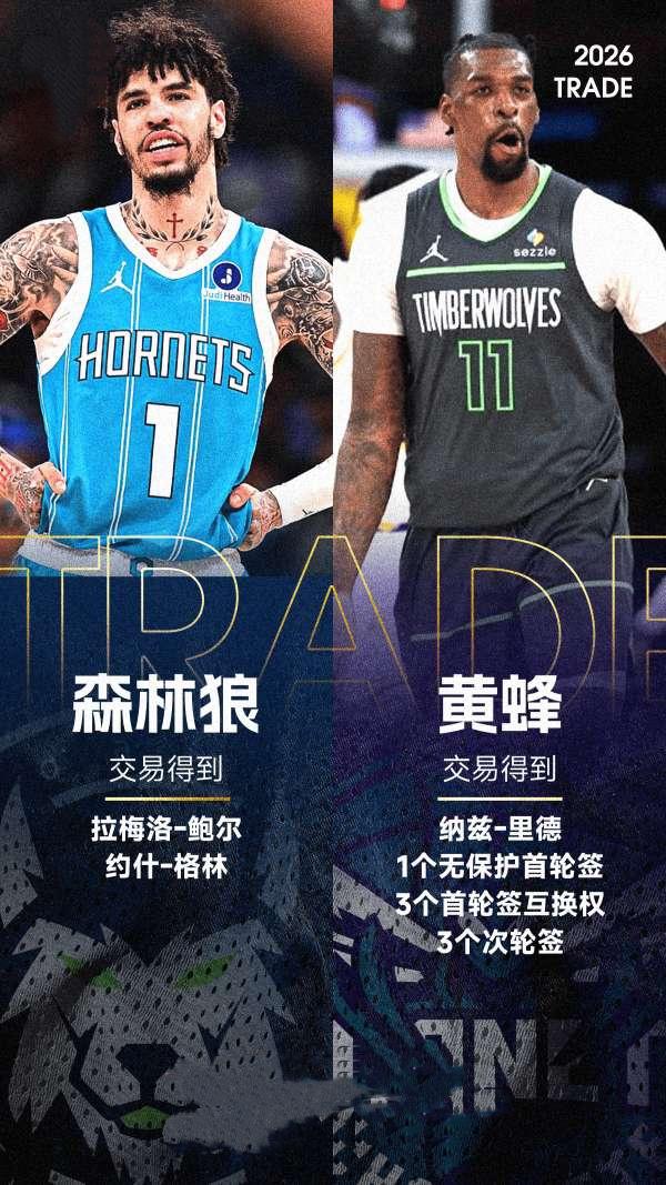 鲍尔真不值这个价，森林狼控卫补强了，内线却真空了

森林狼官方宣布交易得到黄蜂队