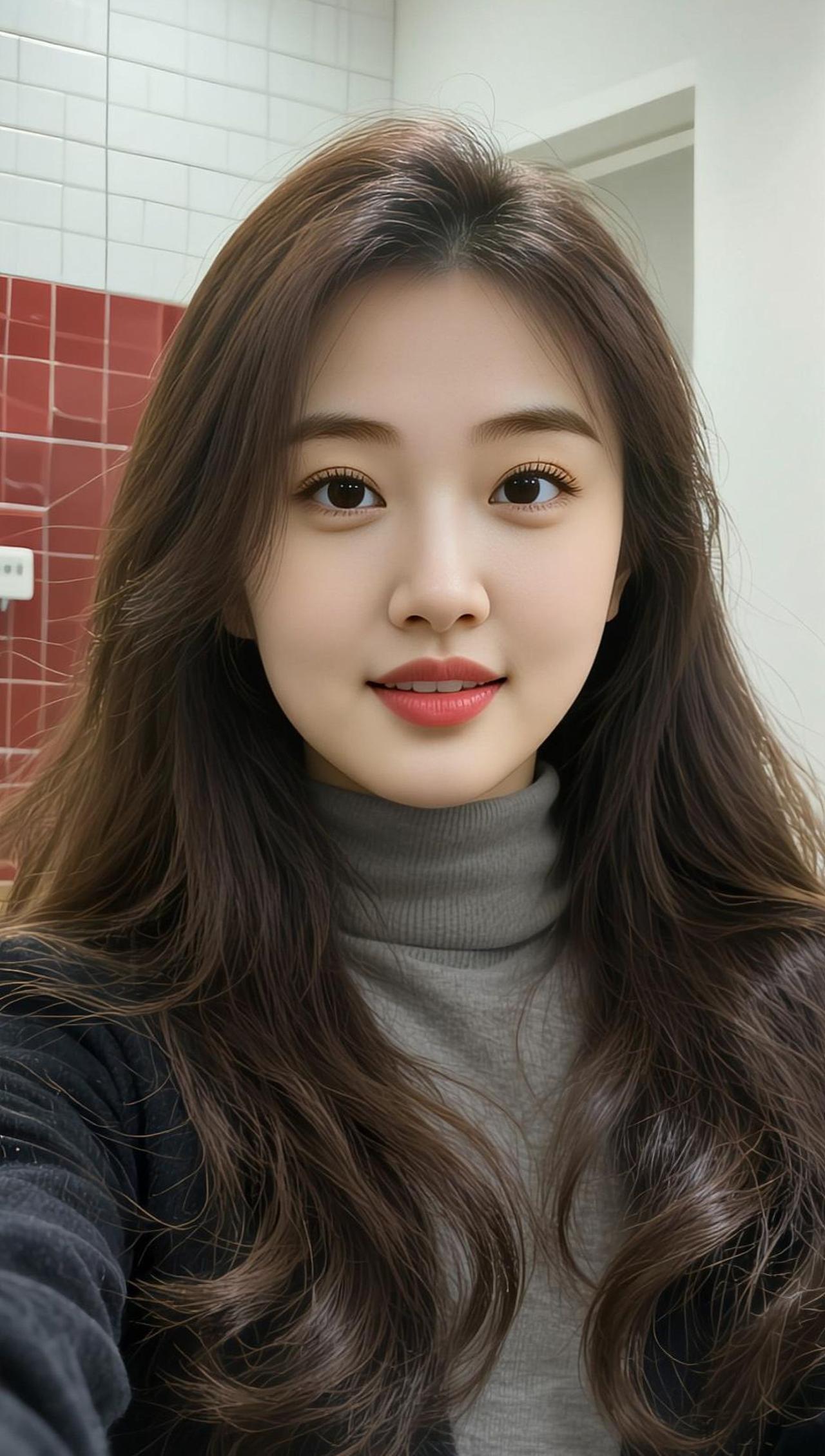 AI卷发红唇自拍 抖音ai创作