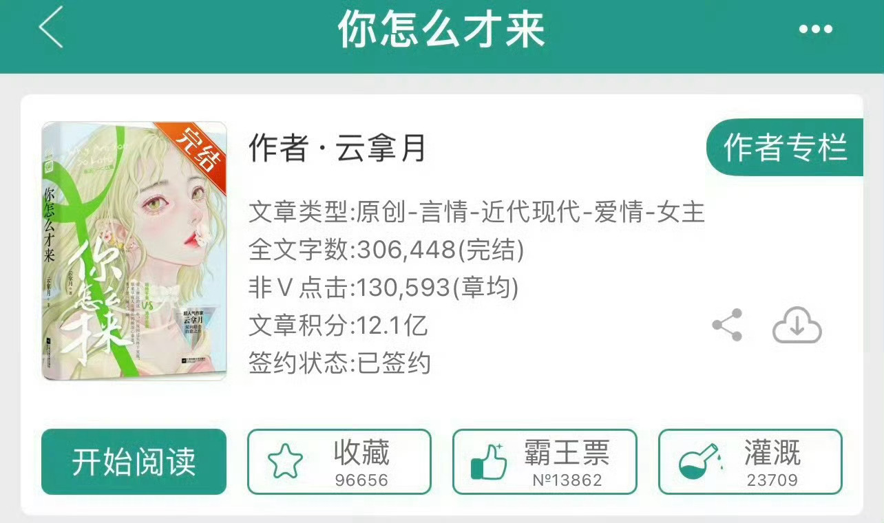 小说推荐：《你怎么才来》 作者:云拿月简评：明艳骄纵千金vs清冷矜贵总裁，女追男