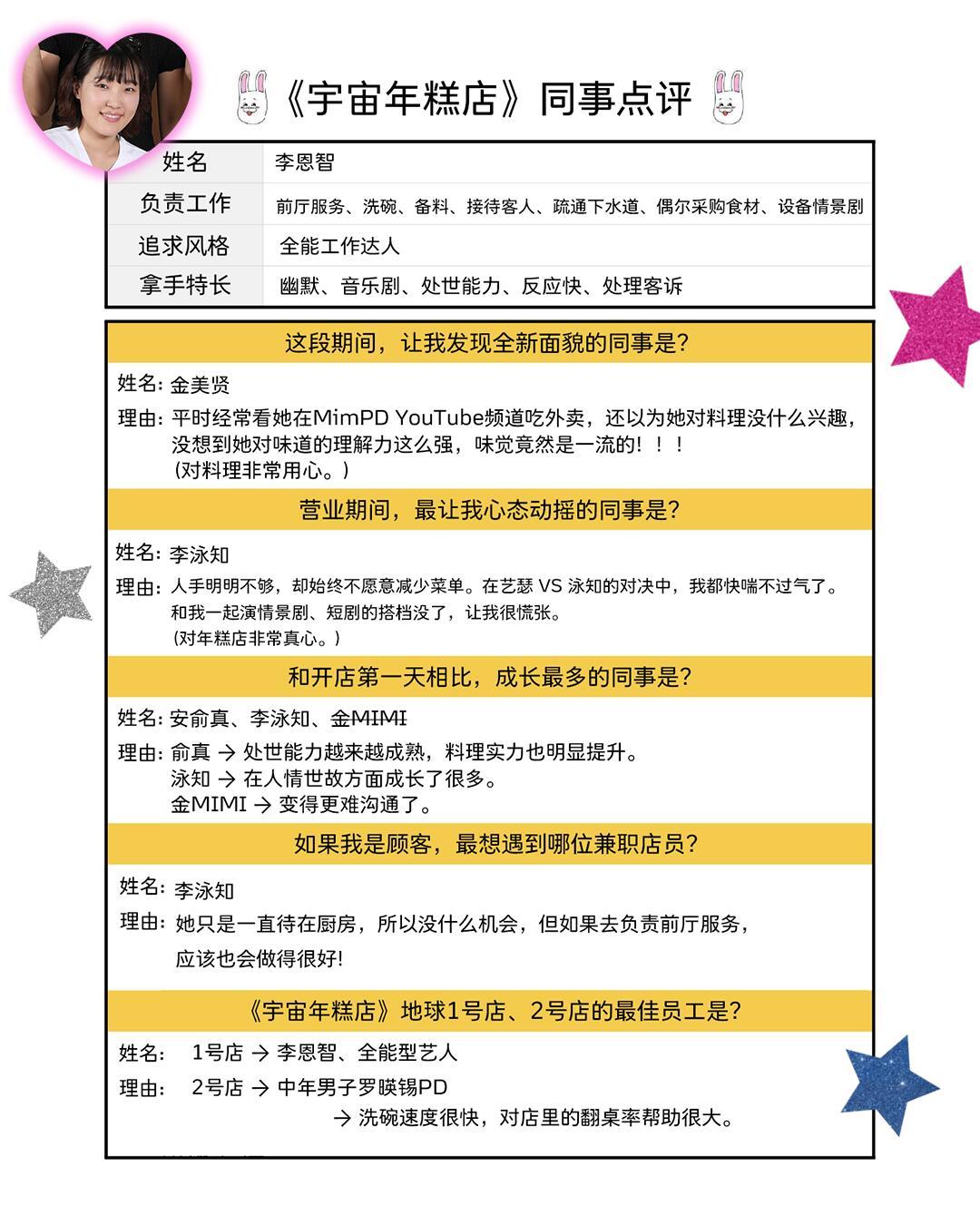 宇宙年糕店 同事点评p1🦭p2🐻p3🐈⬛安宥真