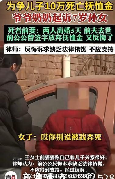 为了10万元抚恤金爷爷奶奶将孙女告上法庭！女子离婚5天后前夫去世，既要还房贷还要