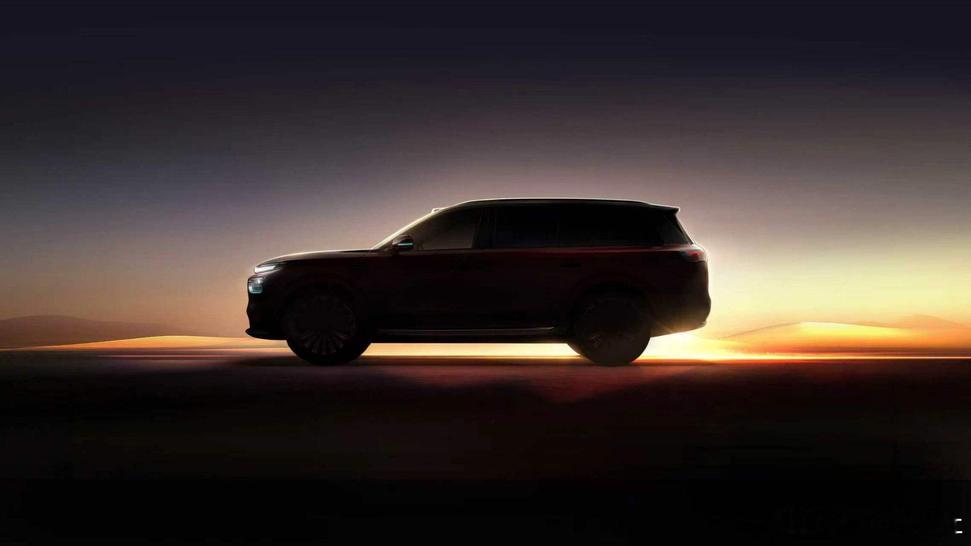 4月17日，奕境汽车品牌总经理曾清林发布奕境首款旗舰大六座SUV车型的暗影轮廓图