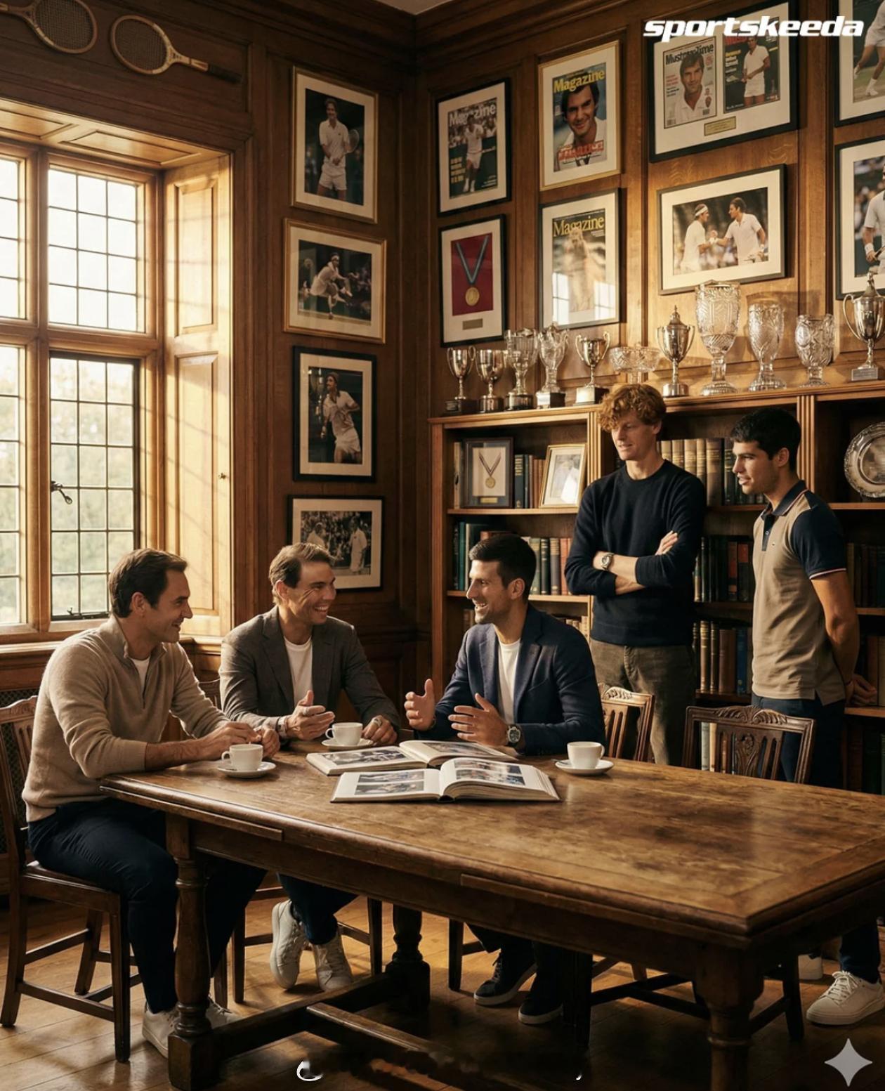 三巨头凯凯而谈🗣️，双子星⭐认真聆听《世界名画》网球talking大会网球AT