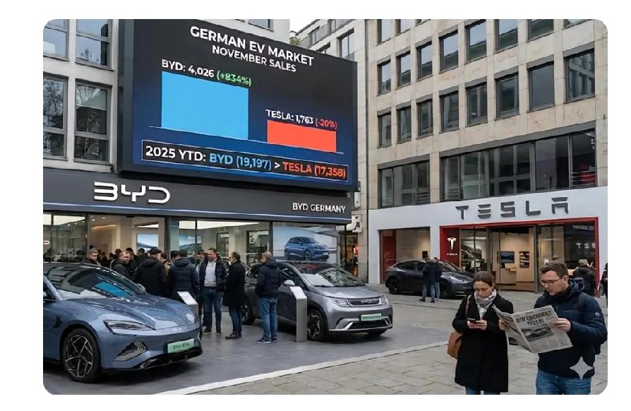 比亚迪在德国销量暴涨太猛了！德国《明镜周刊》报道，11月比亚迪注册量增长超834