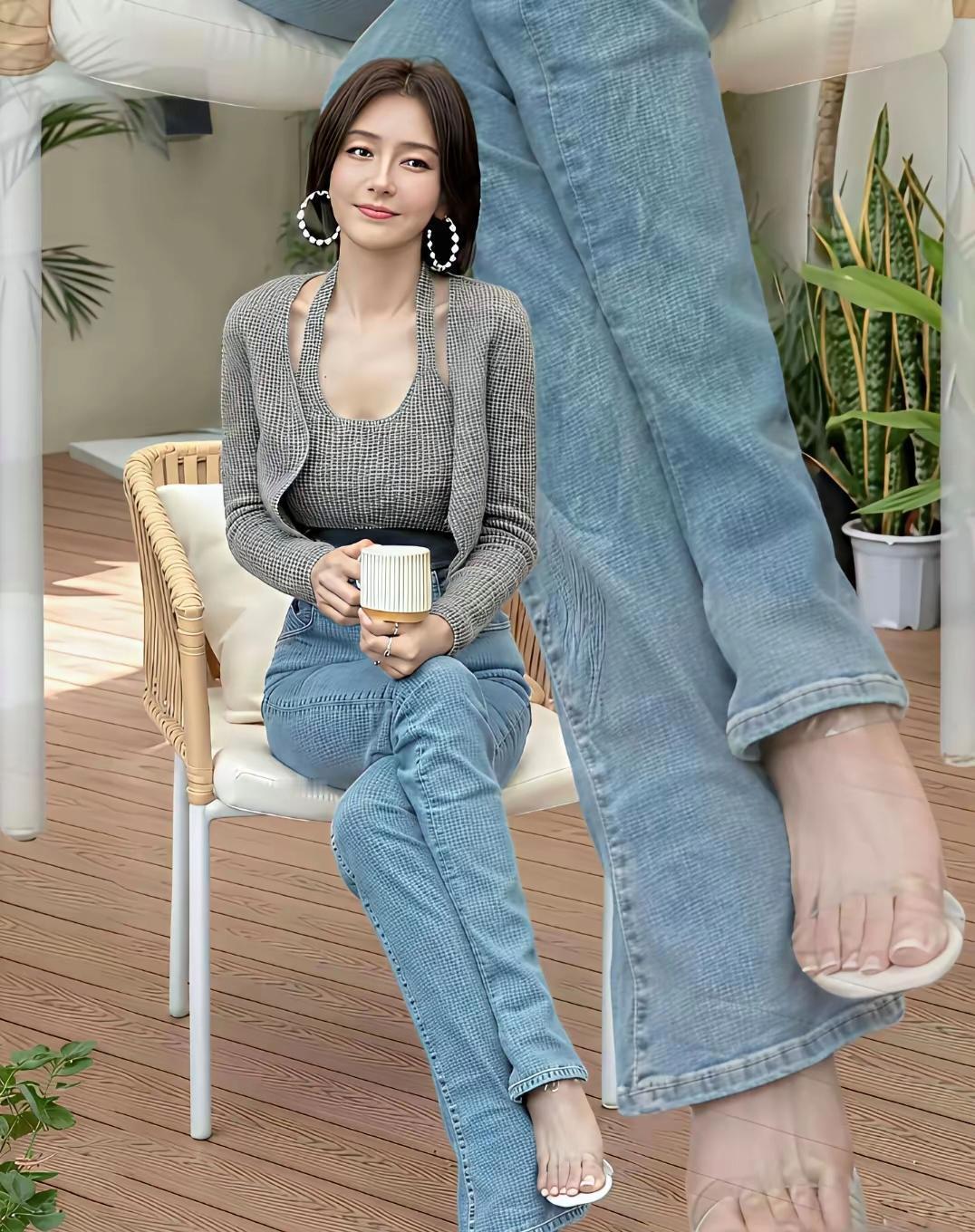 秦岚这脚，看着像是做过脚膜呢。 