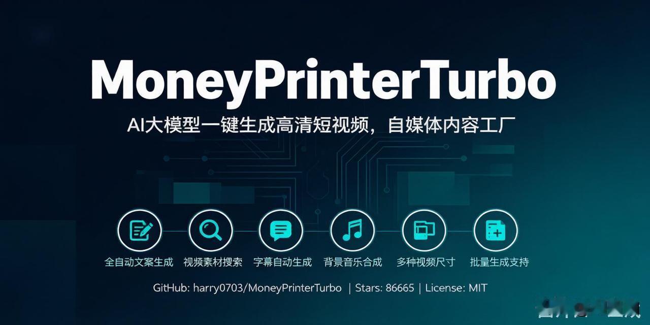 GitHub爆火开源AI短视频神器MoneyPrinterTurbo！自媒体批量