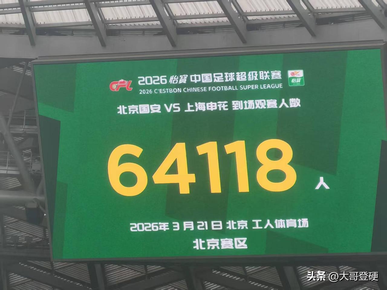 ⚠️2026赛季中超16队首个主场上座人数，看看你的主队主场到底成色如何[大金牙