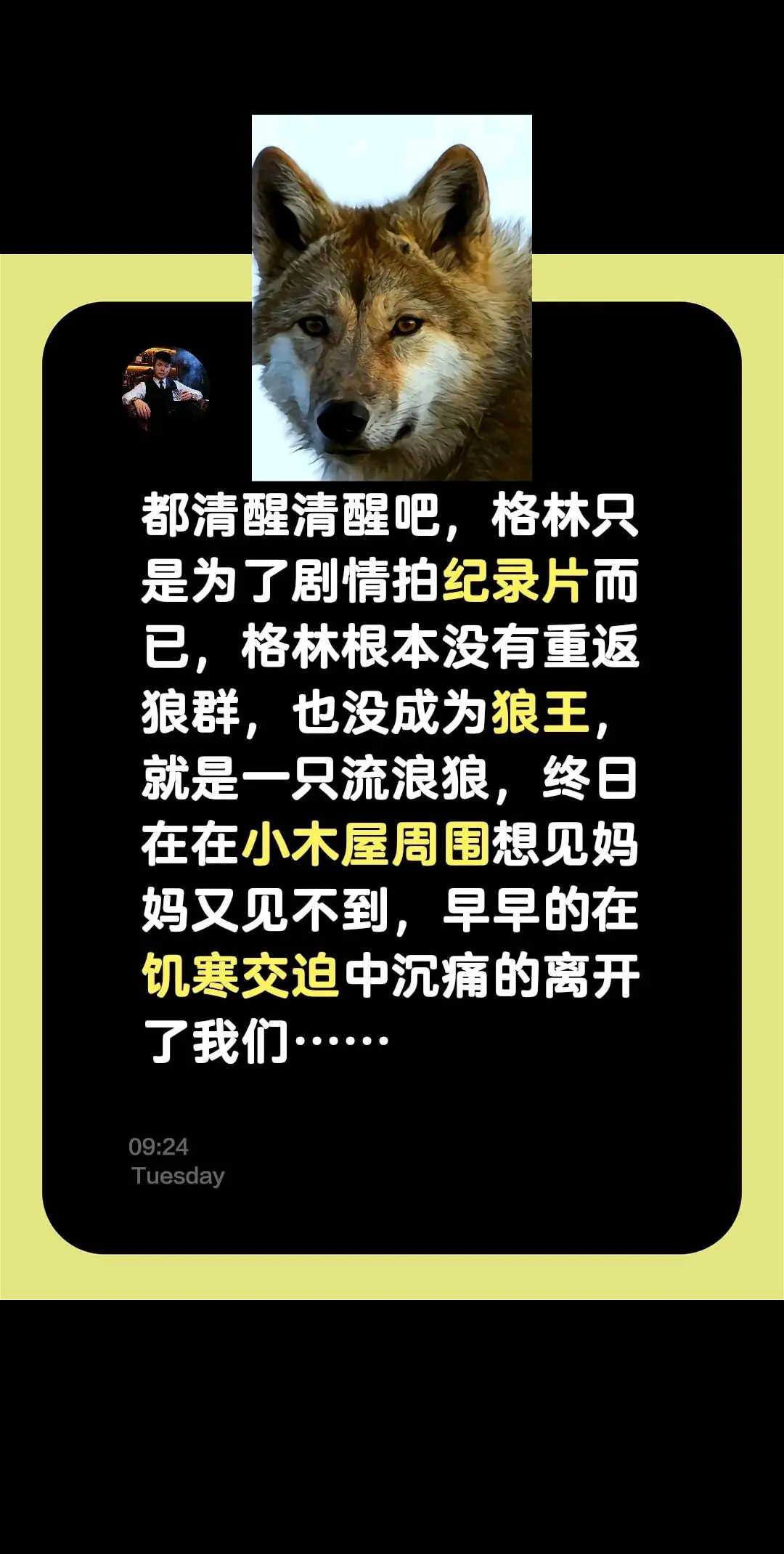 我评论了 的作品： 都清醒清醒吧，格林只是为了拍纪录片而已，格林根本没...